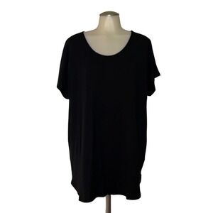 Adrienne Vittadini‎ Womens XL Black Scoop Neck Short Sleeve T-Shirt Shell NWT